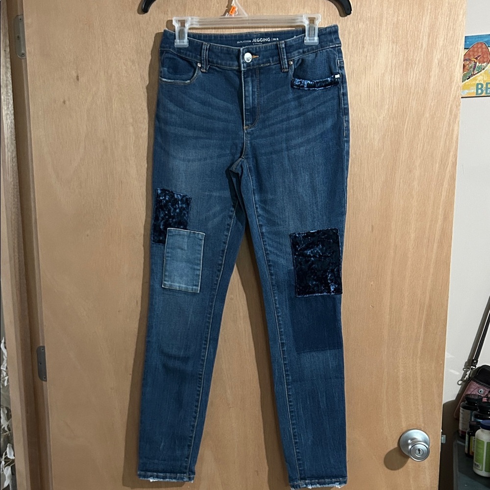 Chico’s Platinum Jeggings Blue Patchwork Jeans